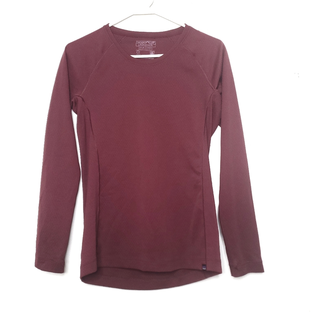 Patagonia Capilene Midweight Baselayer Top Size Small Burgundy Long Sleeve Shirt